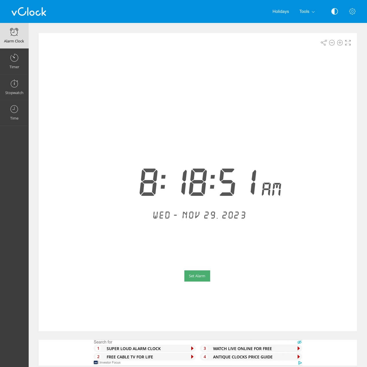 Online Alarm Clock - vClock